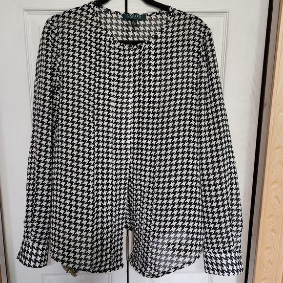 Lauren Ralph Lauren Tops - Lauren Ralph Lauren Monochrome Houndstooth Blouse